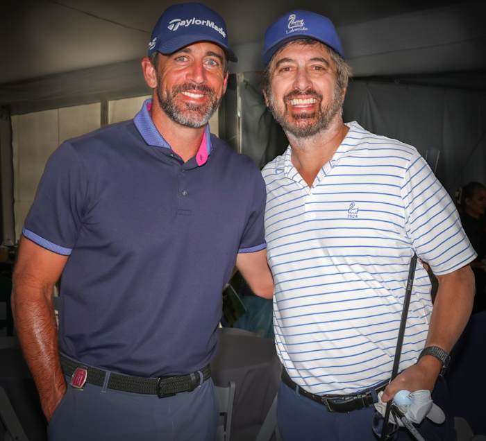 Aaron Rodgers (l) and Ray Romano (r) at the 2023 ACC in Lake Tahoe